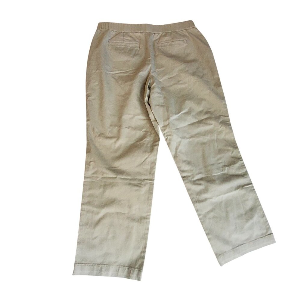 Lands End Womens Beige Stretch Cotton Mid Rise Pants Size 10 Elastic waistband - Picture 2 of 10